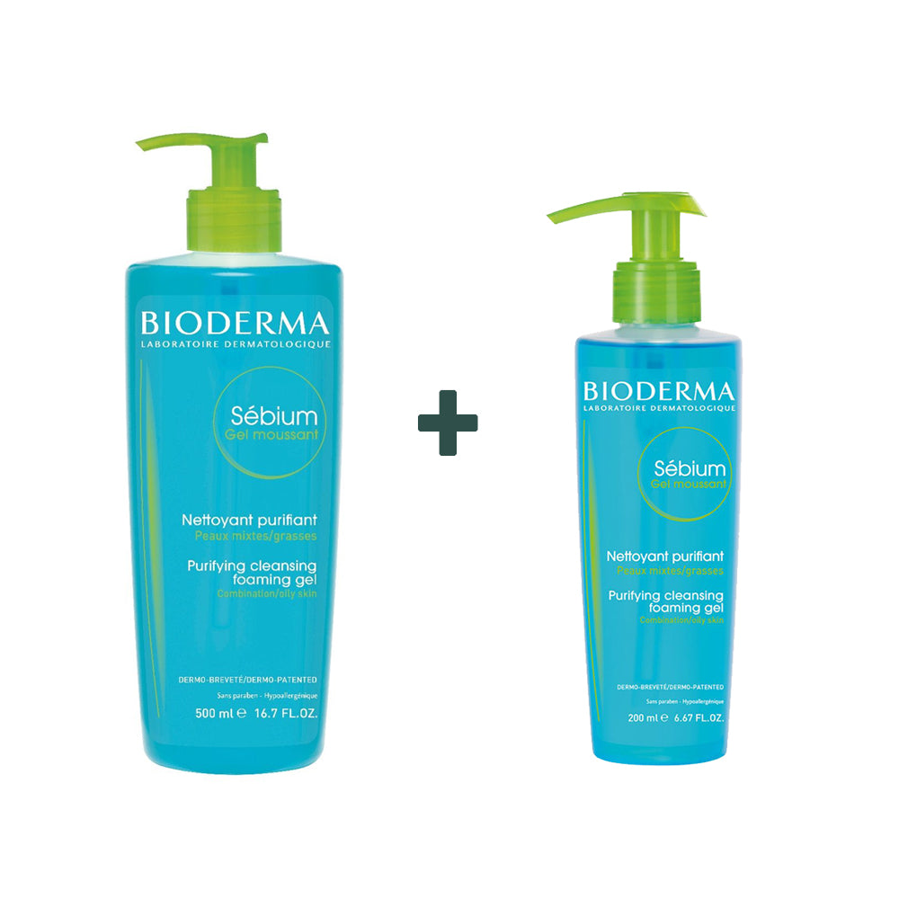 BIODERMA CLEANSE & PURIFY SET - SEBIUM GEL MOUSSANT 500ML + FREE